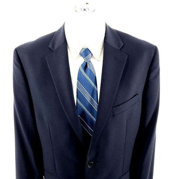 Lauren Ralph Lauren Wool Natural Stretch 2 Button‎ Blazer 40R Blue - Picture 1 of 10
